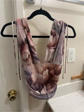 Windsor Floral Pink Purple Brown Cropped Tank Top